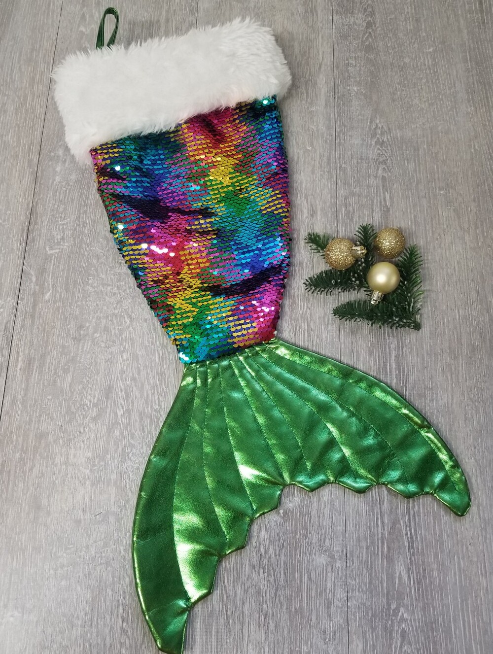Sequined Mermaid Tail Christmas Stocking